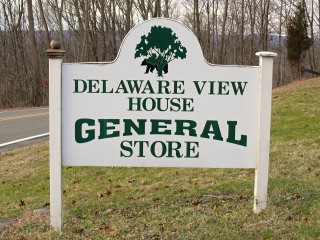 The sign out front, along Old Mine Road.