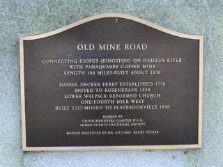 Closeup of the Old Mine Road historical plaque.