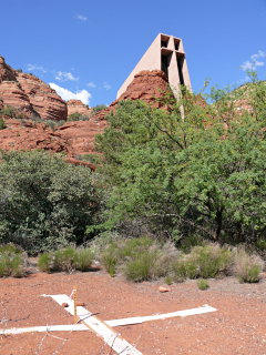 An unusual view of the Chapel of the Holy Cross.