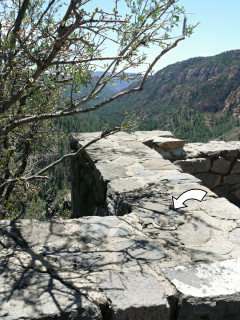 View S from the overlook, with the forested walls of Oak Creek Canyon in view.