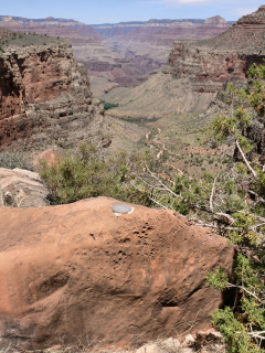 Eyelevel view of the disk in the boulder.