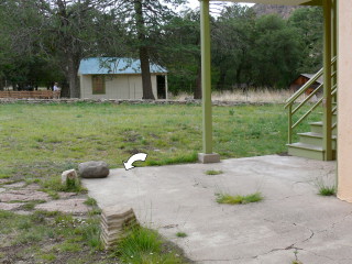 Looking toward one of the outbuildings that now houses a small interactive museum.