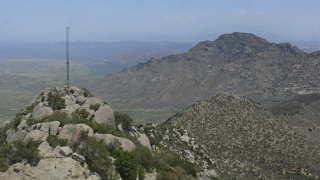 A view toward the mark from the observation deck in the 4-meter telescope.