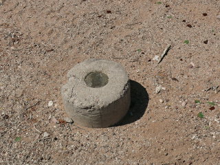 Eyelevel view of the disk in the round concrete monument. No wonder we spotted this one so easily!