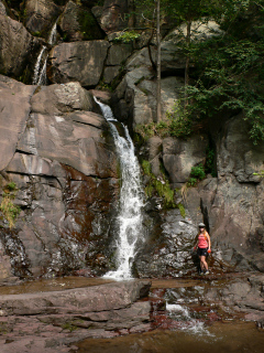 Zhanna near the falls at Rockport