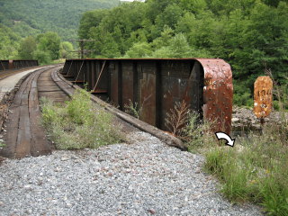 Looking NNE along the railroad bridge