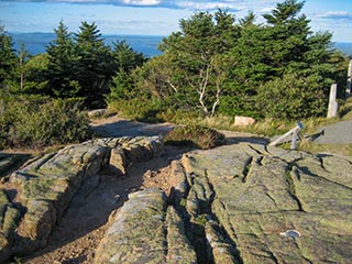 Looking east toward the North Ridge Trailhead and the Cadillac Summit parking area