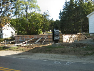 Manset Union Church. New foundation being built.