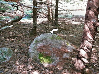 View of the entire boulder, mark indicated.