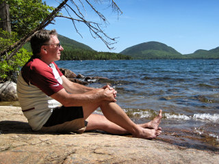 Rich takes time out to relax and enjoy the sunshine during a bike ride around Eagle Lake.