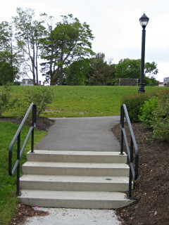 These steps lead from the municipal pier parking area to Agamont Park.