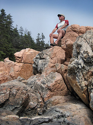 Rich on the rocks at Bass Harbor Lighthouse