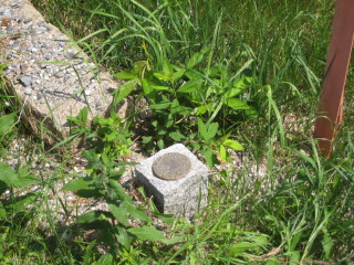 Eyelevel view of the disk in the granite monument.