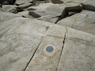 Eyelevel view of the disk set into the ledge.