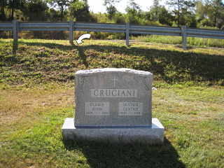 The Cruciani headstone is just a few meters NW of the mark (indicated).