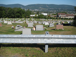 Looking W over cemetery, toward Radicchi headstone; Hubbard Mountain in background.