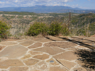 Surveying the colorful mountain landscape to the east.