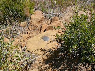 Eyelevel view of the reference mark in the boulder.