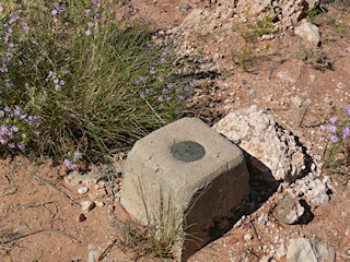 Eyelevel view of the station disk in the concrete monument.