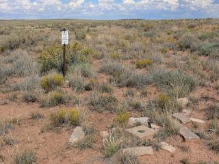 Looking E; proximity of the witness post to the station monument.