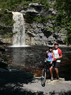 Rich and Zhanna at Awosting Falls. Some hikers offered to take our photo.