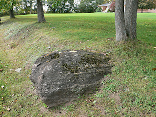 Eyelevel view of the disk in the rock outcrop.