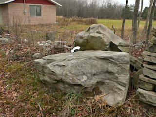 View of the disk (location indicated) set into the boulder.