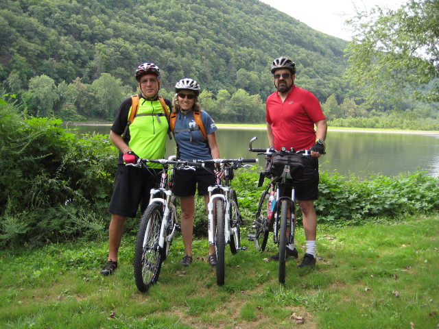 The Susquehanna warriors!  Two mooses and John by the Susquehanna River.