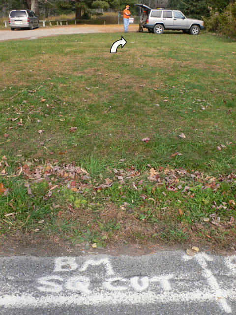 The location of the rock outcrop with chiseled square, near Bull Hill parking area.