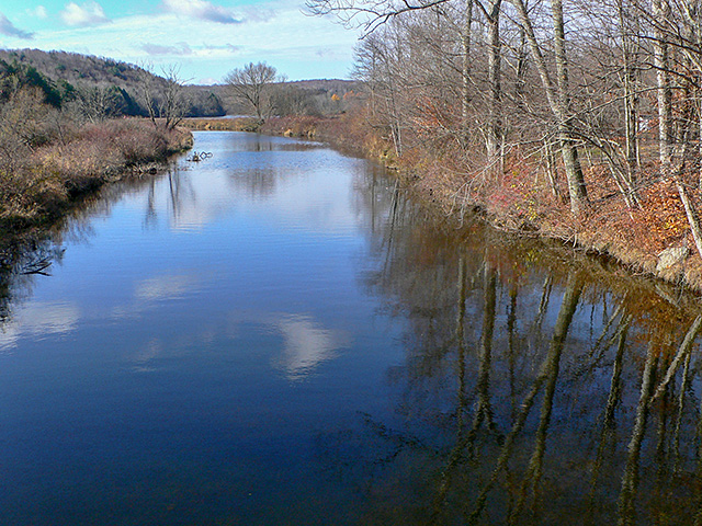 Late fall view from the bridge near the Bassett Path trailhead.