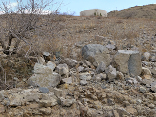 Looking uphill—northeast—toward one of the municipal water tanks.