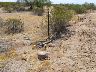 Eyelevel view of the mark and monument, looking NE