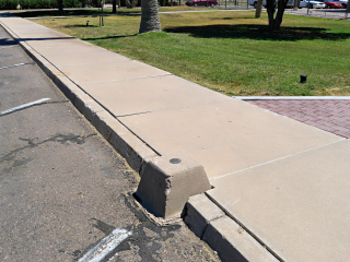 Eyelevel view of the mark on the monument.