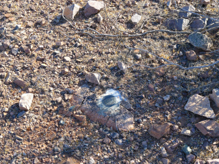 Eyelevel view of the RM disk on the rock outcrop