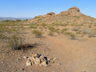 Looking W toward the road and some of the smaller Papago buttes