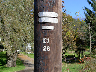 Utility pole approximately 6 feet NW of the mark.