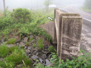 Looking SW along Old Route 924; mark indicated.