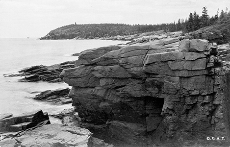 Otter Point Lookout Tower, from Thunder Hole, in an old postcard