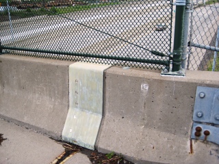 Eyelevel view of the new disk on the bridge barrier