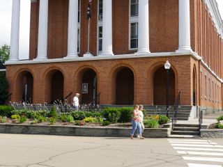 Looking at the SW (main) entrance of the Susquehanna County Courthouse.