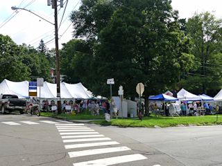 Some of the vendors at the Montrose Blueberry Festival, held each year on the village green adjacent to the courthouse.