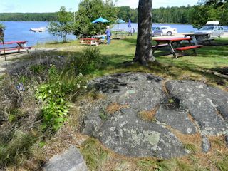 Eyelevel view of the disk set into the outcrop.