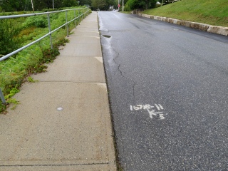 Eyelevel view of the disk in sidewalk