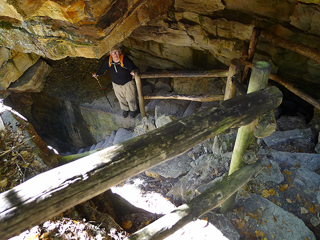 Dad enters the Ice Caves.