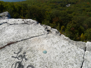 Eyelevel view of the disk in the ledge.