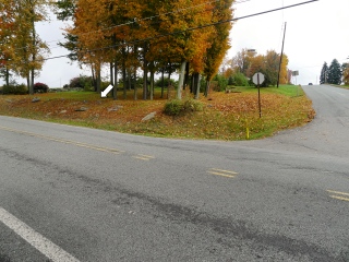 Looking north toward the mark from the intersection of Route 296 and Hemlock Road.