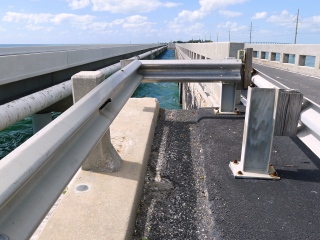 Looking SW along bridges over Channel #2. The old bridge is on the right and the new bridge is on the left.