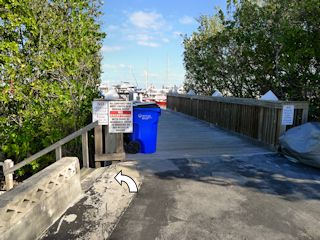 Looking N toward the dock and the mark to the left (indicated).