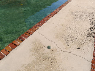 Eyelevel view of the disk in the moat wall.