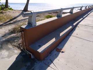 The disk is set in the northeast corner of the pier.